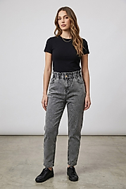 GRİ BELİ LASTİKLİ JEANS